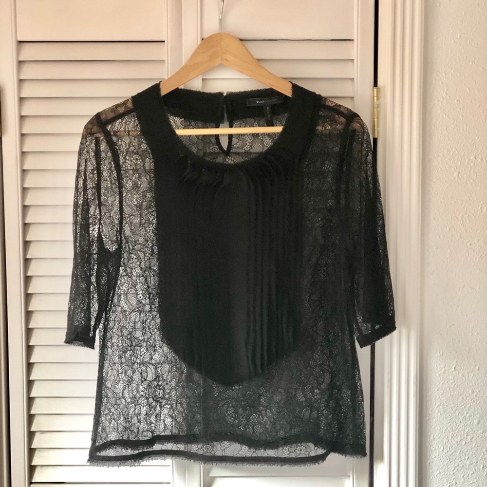 BCBG Max Azria Black Lace Top